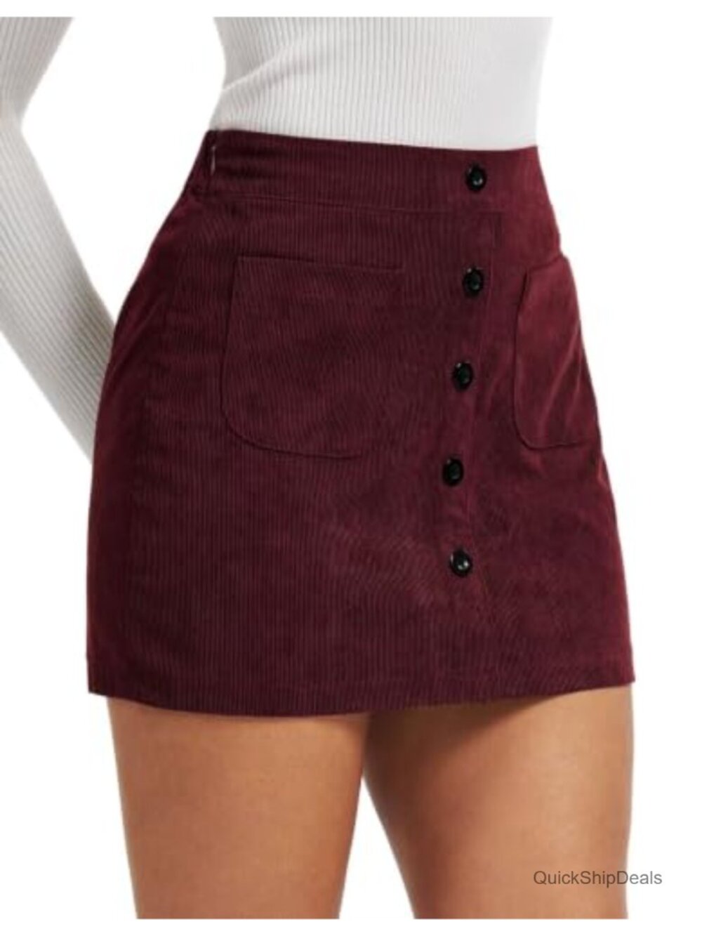 TZLDN Corduroy Mini Skirt High Waisted A-Line with Pockets